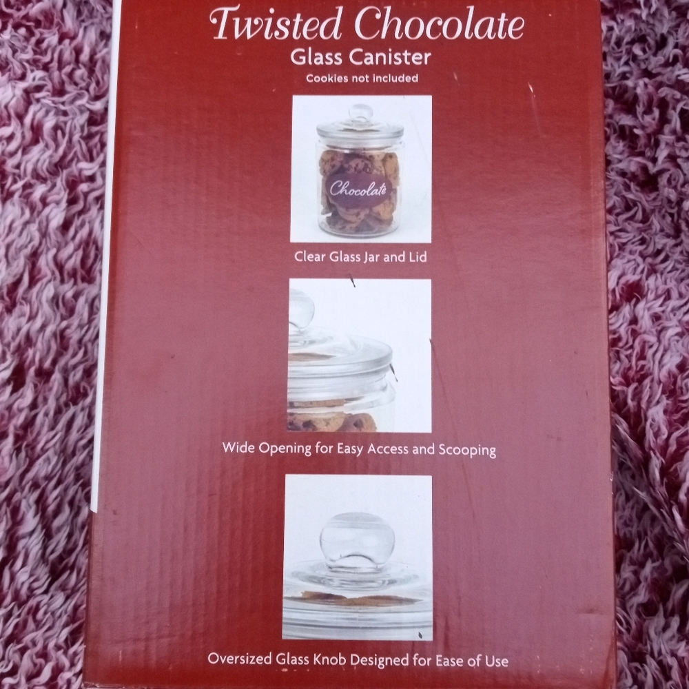 NIB Glass Canister Twisted Chocolate - Picture 3 of 10